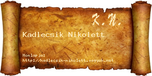 Kadlecsik Nikolett névjegykártya